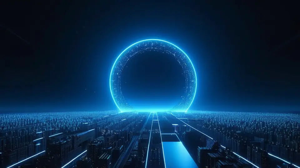 3D渲染，智能手机屏幕显示健身追踪应用示意图，抽象进度条和图标，无文字，蓝色主色调，略微俯视构图，突出功能性