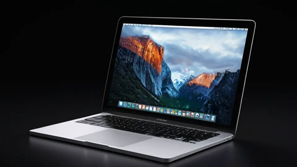 3D渲染，一部iPhone和一台MacBook并排放在现代简约的桌面上，屏幕上显示着抽象的视频监控网格界面，无文字，仅用绿色、蓝色色块和摄像头图标表示，淡灰色背景，中心构图，有科技感