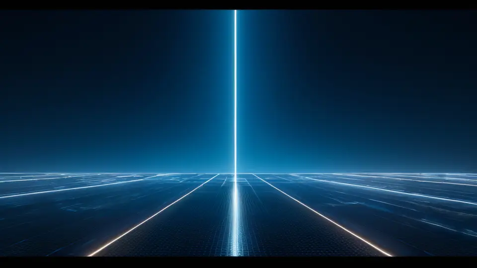 3D渲染风格，俯视视角，展示一个软件开发流程示意图，用不同颜色的几何方块、箭头和圆点表示“需求”、“设计”、“开发”、“测试”等阶段，中央有一个发光核心连接各模块，无文字标签，深色背景衬托。