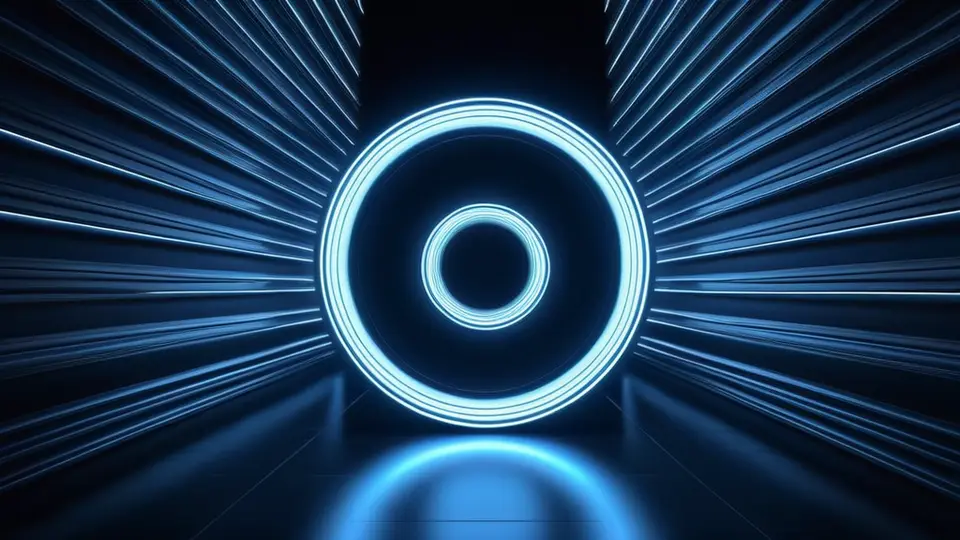 3D渲染，一个发光的齿轮组与数字电路板无缝连接，象征定制化与集成，深蓝与科技蓝配色，中央构图，背景有抽象的数据流