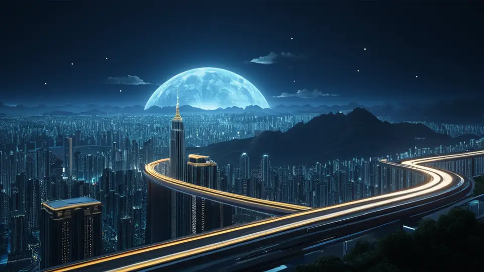 商务示意图，画面中心是抽象化的南通城市轮廓与地标，周围环绕着多个发光的智能设备图标（如手机、平板），图标之间由纤细的数据流线条连接，淡蓝与银灰主色调，展现科技感与连接性，俯视构图，背景简洁留白