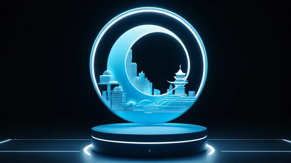 商务示意图，展示一个线性的开发流程：左侧是“设计稿”图标，中间通过箭头连接“编码”齿轮图标和“调试”放大镜图标，右侧是“发布”火箭图标，科技蓝主色调，流程图式构图，干净清爽
