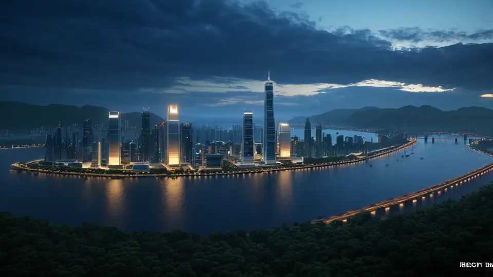 写实摄影风格，前景为一部智能手机，屏幕上显示抽象的、由不同颜色几何形状和图标组成的软件界面，背景是宁夏地区典型的沙漠与现代城市建筑轮廓的融合，暖色调，中央构图，强调科技与地域结合