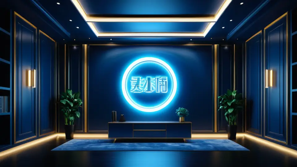 3D渲染，一个虚拟教室界面，屏幕显示安卓应用开发仪表盘抽象色块和图标，无文字，蓝绿渐变配色，居中构图，简洁风格