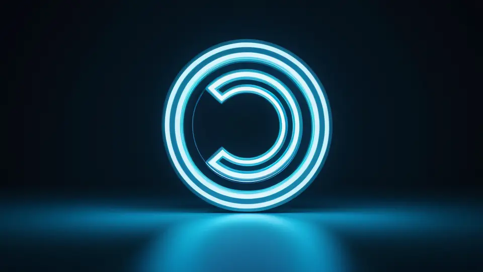 3D渲染，数字仪表盘显示软件开发进度，包括进度条和图标，暖色调，俯视构图，屏幕上显示抽象色块、几何形状，无文字