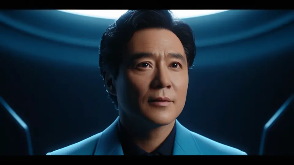 3D渲染，一个抽象的Web浏览器窗口，内部有一个播放按钮图标，周围环绕着代表视频流的波形线条，科技感蓝绿配色，中心构图，背景为深色渐变