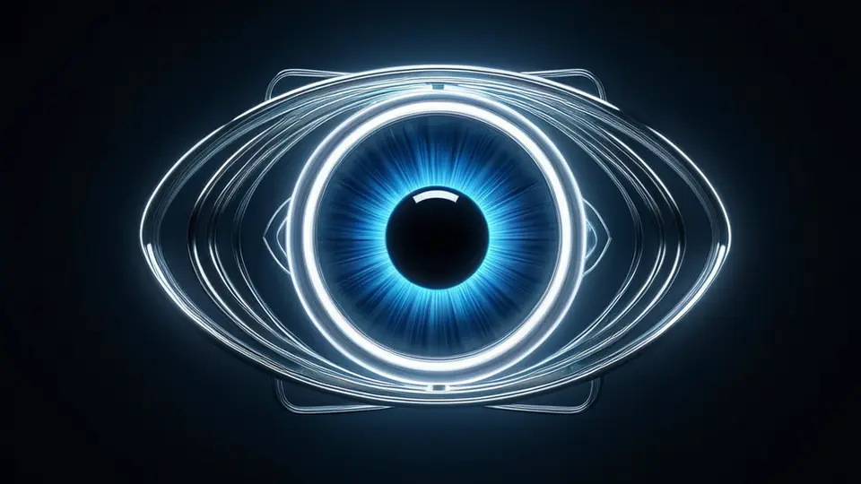 3D渲染风格，一支发光的数字笔正在触控屏上书写抽象代码符号（如<>、{}），屏幕背景为淡蓝色科技网格，笔尖带起细小的数据流光效，俯视特写构图，突出细节与科技感