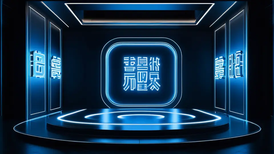 3D 渲染，多台设备如手机和平板显示小程序界面抽象色块和进度条，科技蓝配色，居中构图，无文字