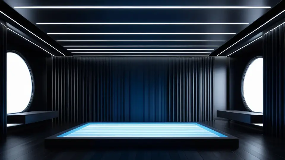 3D渲染，一个团队协作办公的场景，中央是白板画着流程图和便签，周围有笔记本电脑显示着抽象的UI框架和代码片段，整体呈现高效专业的氛围，暖白与木色结合，俯视角度构图