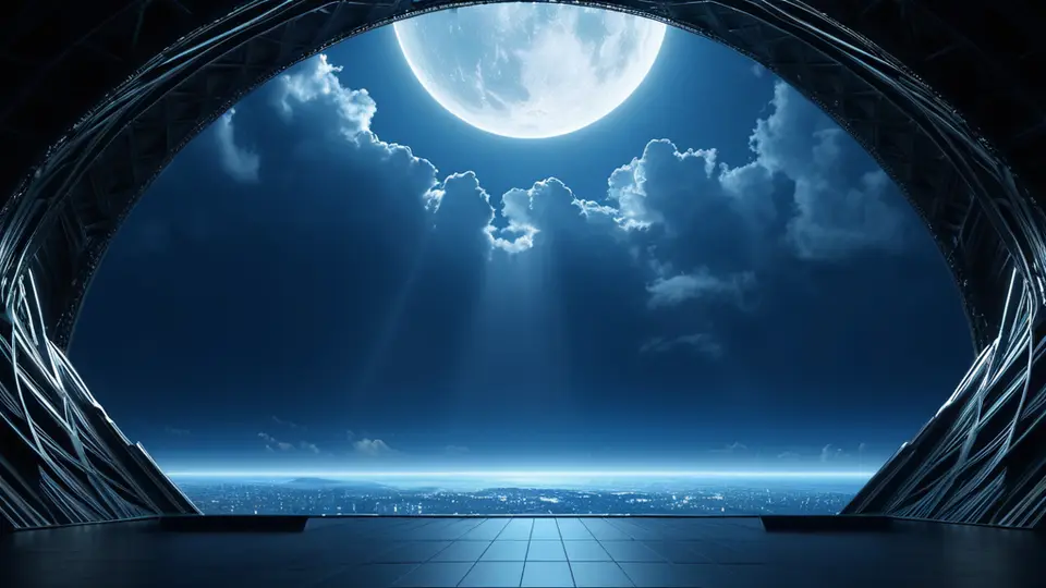 3D渲染，抽象化的代码编辑器界面，其中显示的不是真实代码，而是彩色的逻辑模块方块和连接线，代表前后端交互与API调用，采用科技蓝和深灰色为主色调，具有轻微景深效果，中央聚焦构图