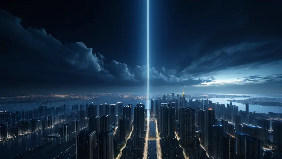 商务示意图，合肥市城市天际线剪影，前景是抽象的连接线与数据节点，象征软件开发生态，淡蓝与白色为主色调，居中构图，干净留白
