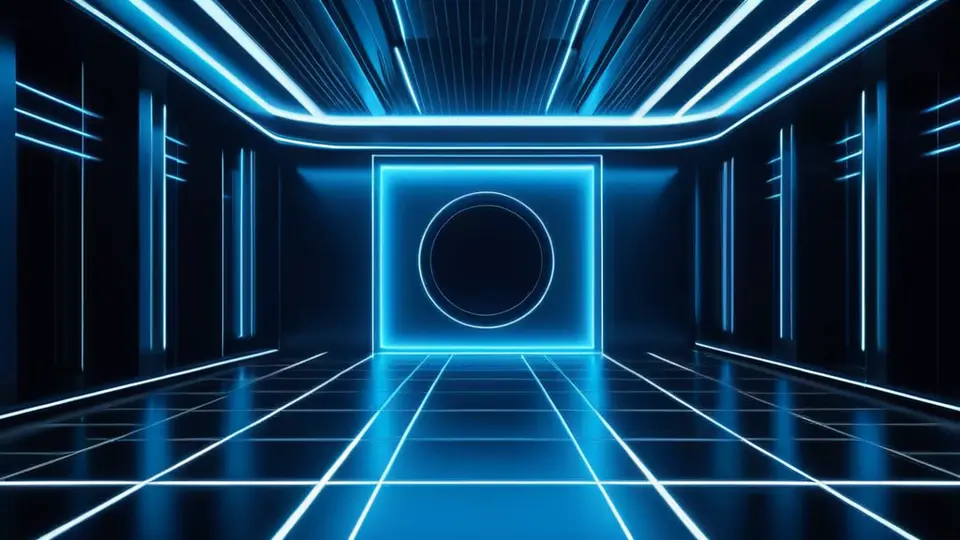 3D渲染，移动设备屏幕展示应用界面草图，周围环绕着设计工具图标和流程箭头，科技感配色如深蓝和绿色，俯视构图，无任何文字