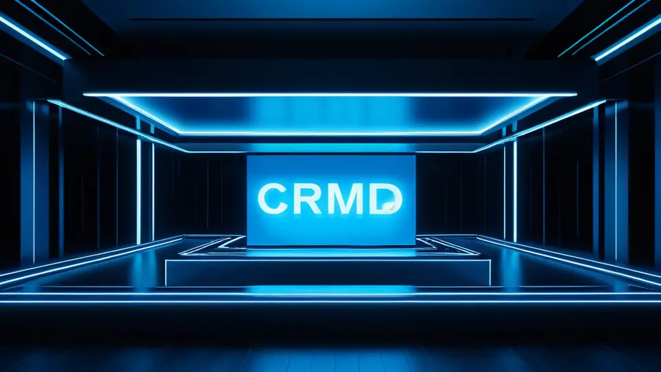 扁平插画风格，展示一位办公人员在平板电脑上操作移动端CRM系统界面，界面由抽象的图表、列表和功能按钮色块构成，无文字，淡蓝色与白色为主，构图简洁，突出应用场景。