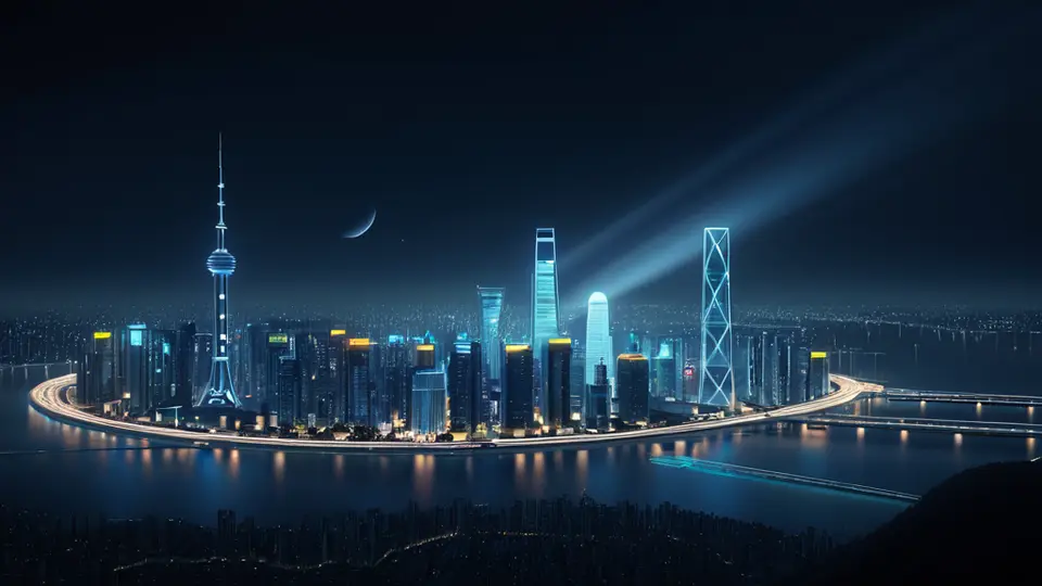 写实摄影风格，一位专业人士在整洁的办公桌前，手持一份文件，旁边放着一台笔记本电脑，屏幕上显示抽象的软件代码和图表，背景是北京城市天际线剪影，暖色调，中央构图
