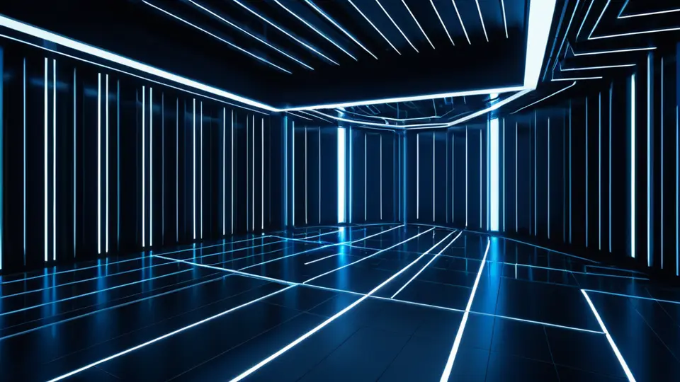 3D渲染风格，展示一个移动端屏幕界面，界面中有抽象的图标、按钮和进度条，无任何文字，代表功能模块，采用蓝白灰配色，视角略带俯视