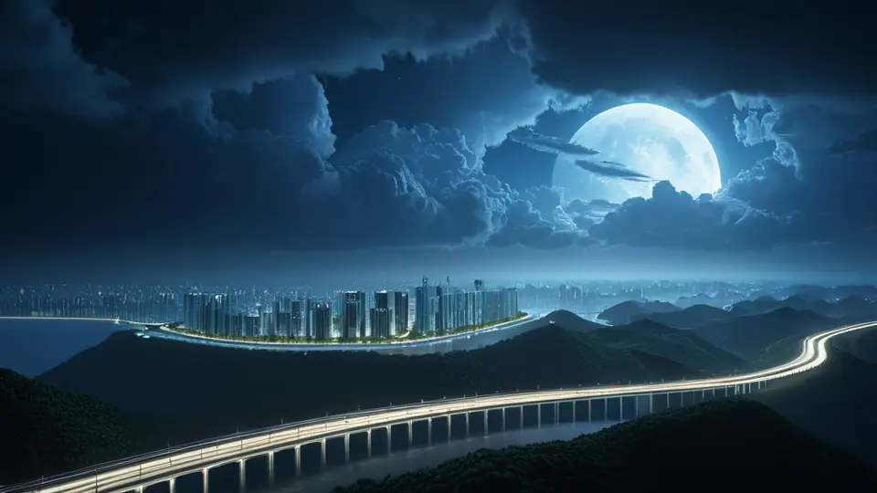 3D渲染，一个卡通人物手持手机和身份证，站在中国地图前，地图上有几个城市图标亮起，表示异地连接，主色调为科技蓝和白色，中央构图，背景简洁