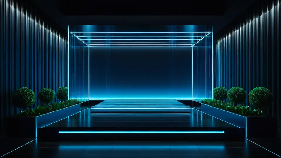 3D渲染，一个立体的流程图，包含“准备材料”、“网上填报”、“官方审查”、“获得证书”四个关键节点，用箭头连接，蓝色和白色为主色调，清晰展示步骤关系