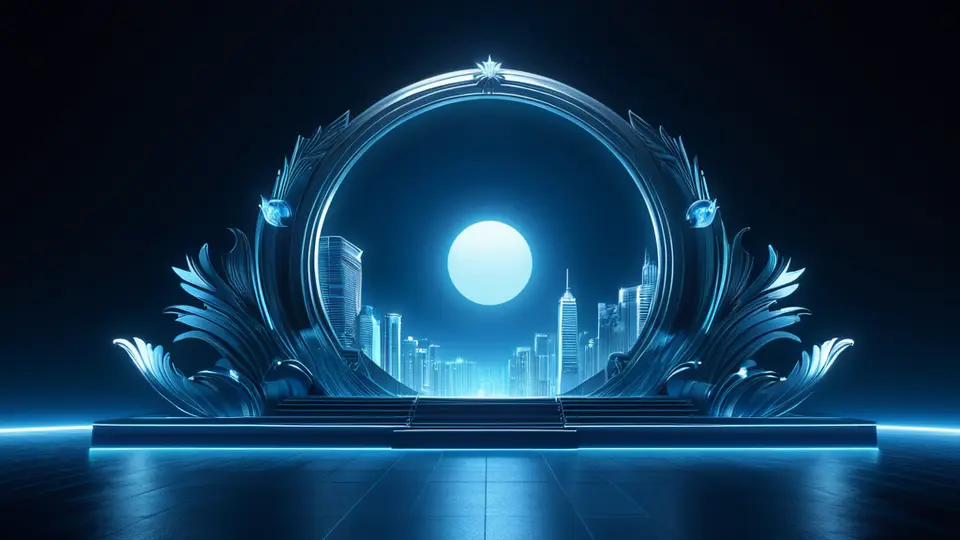 3D渲染风格，一个抽象的“选择”概念图，左侧是多个带有问号的图标，右侧是一个发光的对勾图标，中间有箭头指向，科技感配色，深蓝与亮橙色对比，中央构图