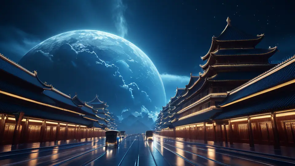 扁平插画，一位用户站在中国地图前，手持一张电信SIM卡，地图上有不同颜色的区域标记，主色调为科技蓝和白色，居中构图，留有大量空间