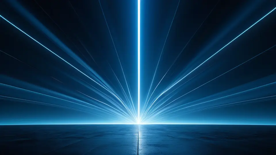 3D渲染，一个发光的微信公众号图标悬浮在数据流和代码符号构成的背景之上，象征开发与连接，科技蓝与白色为主色调，中心构图，富有未来感