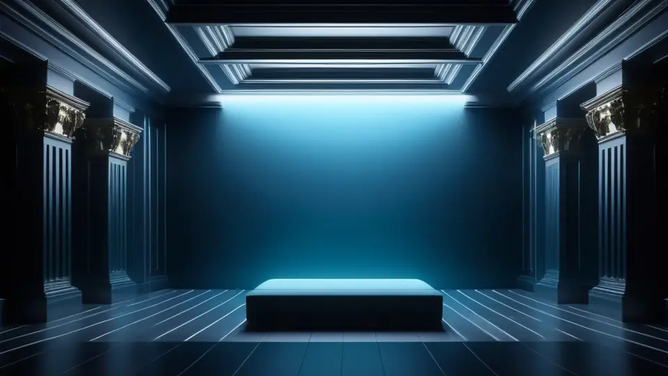 3D渲染示意图，一个虚拟的流程图，包含“申请”、“审核”、“制卡”、“激活”四个主要节点，用线条和箭头连接，背景为浅灰色，节点使用联通品牌红色点缀，无任何文字标签