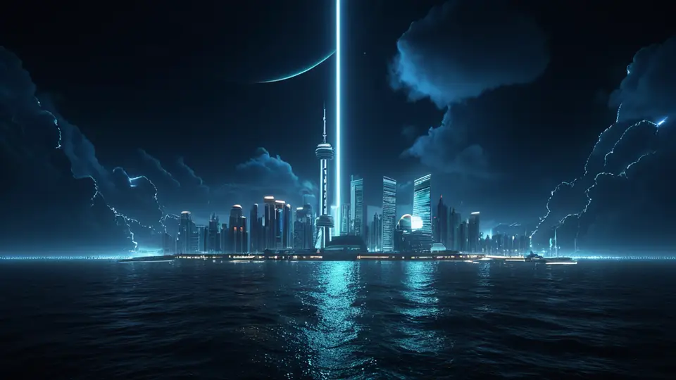 扁平插画，一块电路板上叠加着发光的代码界面和齿轮图标，象征软件与硬件的结合，冷色调，中央构图，背景简洁