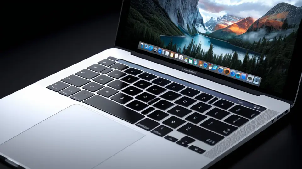 扁平插画，一台MacBook Pro屏幕上显示Xcode开发界面，旁边一部iPhone连接进行调试，淡蓝与白色为主色调，中央构图，背景简洁