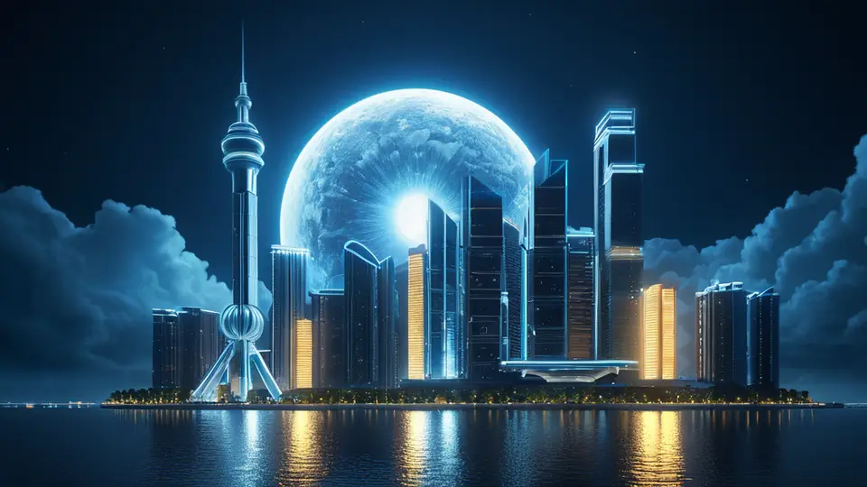扁平插画，一个复杂的系统架构示意图，左侧是数据源图标，中间是处理节点和箭头连接，右侧是应用终端图标，用不同颜色的模块表示AI模型训练、特征工程、服务部署等环节，浅绿色与灰色为主，俯视构图