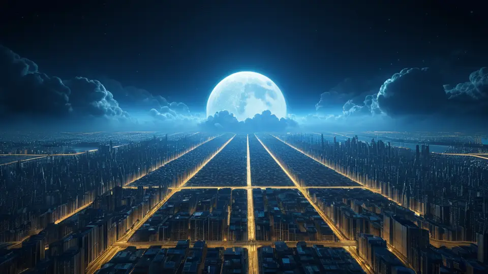 3D渲染风格，一个抽象的神经网络结构悬浮在空中，节点间有流动的光点连接，背景是深蓝色数据流，突出技术感，中央构图