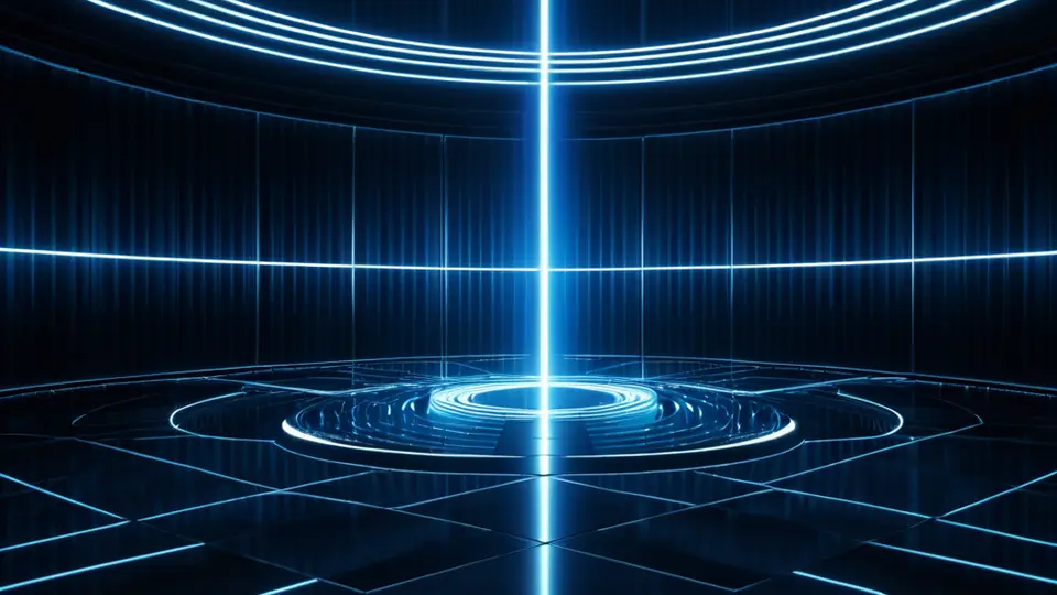 3D渲染风格示意图，一台笔记本电脑屏幕上显示着一个无文字的软件界面，包含抽象的连接状态图标、地图轮廓和功能按钮，一根数据线连接着旁边的智能手机，淡蓝色与灰色配色