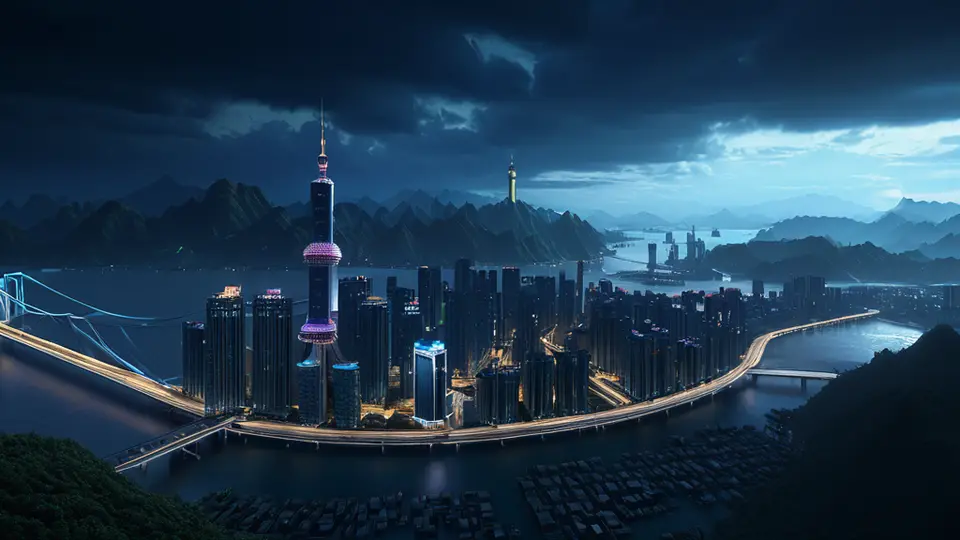扁平插画，一个中国地图背景，几个主要城市（如北京、上海、广州）上有手机和SIM卡的图标相互连接，象征全国异地办卡服务，蓝色和绿色为主色调，信息图风格