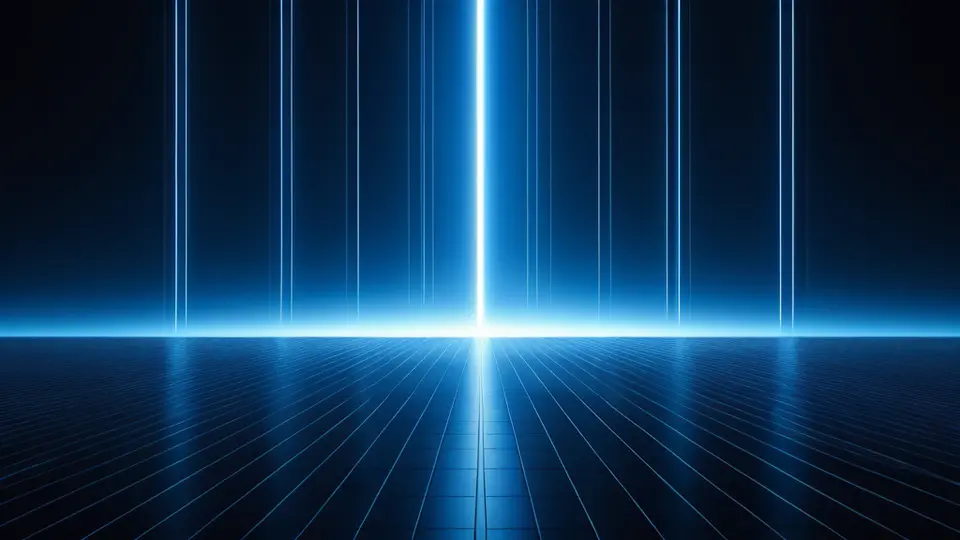 扁平插画风格，一个监控摄像头图标通过箭头连接到一个显示‘RTSP’字样的流媒体符号，背景为浅色网格，主色调为深蓝和科技蓝，中央构图，大量留白