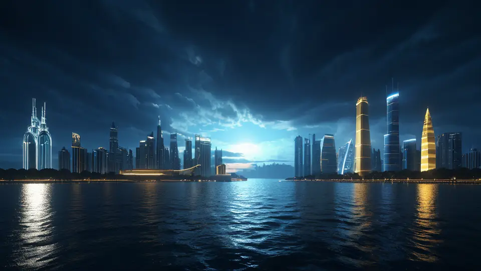 3D渲染，一个立体的流程图图标，包含“准备材料”、“提交申请”、“审查”、“发证”四个阶段，用不同的几何形状和箭头连接，背景为浅灰色，色彩明快，突出流程感