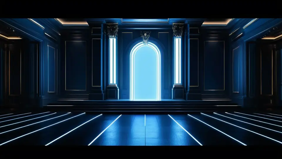 3D渲染，一个放在办公桌上的平板电脑，屏幕显示一个抽象的流程图，包含“身份验证”、“套餐选择”、“确认提交”三个步骤图标，使用绿色和灰色为主色调，侧视角度
