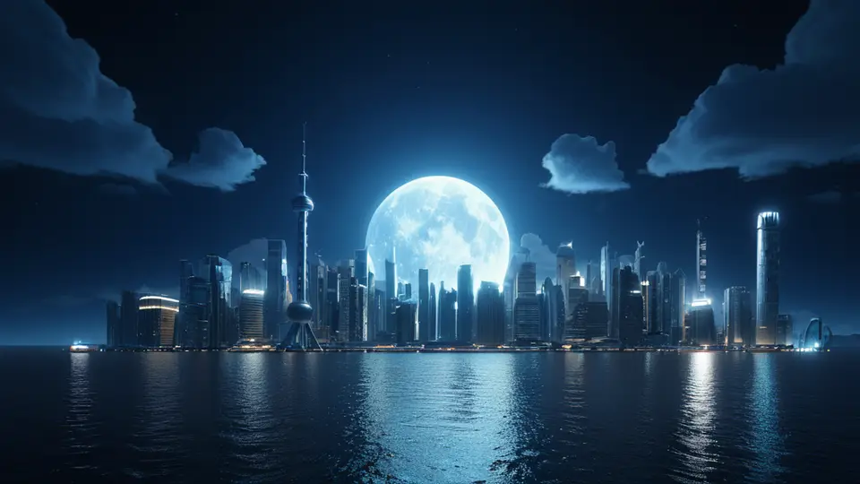3D渲染风格，一个抽象的流程图，从左侧的“文档”图标，经过中间的“齿轮”、“对勾”图标，最终到达右侧的“证书”图标，配色为科技蓝与白色，居中构图，简洁明了，无任何文字标签