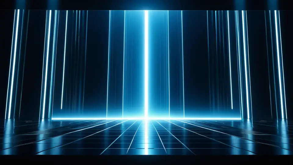 3D渲染风格，一个抽象的“盾牌”图标保护着中间的“代码”符号和“齿轮”图标，象征软件著作权保护，科技蓝与银灰色调，采用对称构图，背景为渐变虚化