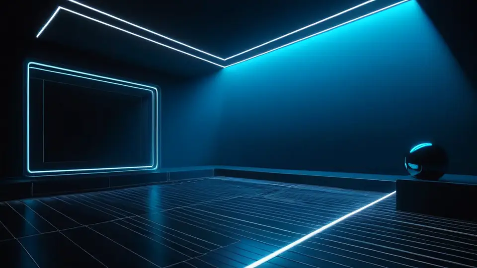 3D渲染，一个立体的问号图标和一个立体的对勾图标并排悬浮，周围环绕着象征时间（沙漏）、文件（卷轴）和法律（天平）的简约图形，配色为蓝白渐变，采用对称构图，背景为浅灰色