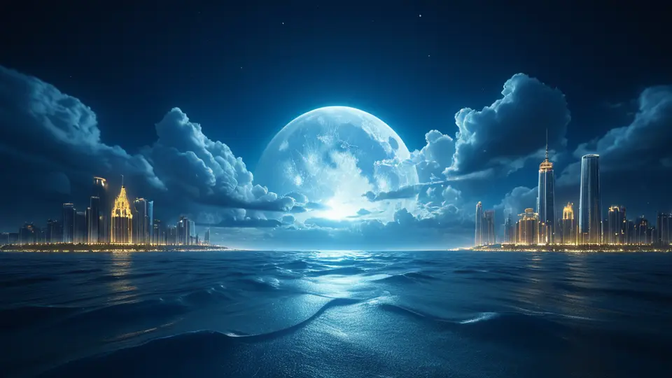 3D渲染，一个发光的地球仪悬浮在空中，周围环绕着代表数据流的蓝色光带和抽象的神经网络节点，科技感，深蓝与银色主色调，中央构图，大量留白