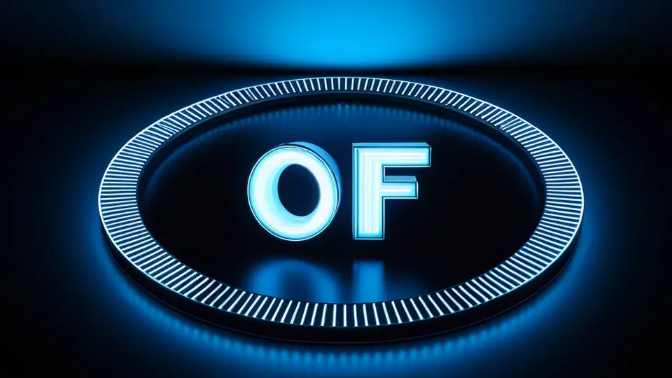 软件UI示意图，无文字，仅用色块和图标表达，中央是一个带有“ON/OFF”滑块开关的卡片，旁边是一个抽象的定位针图标指向网格地图，整体为浅灰与蓝色调，扁平风格