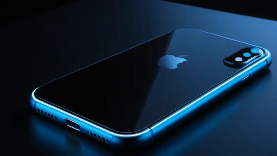 扁平插画，一个盾牌图标保护着一台iPhone，盾牌周围有齿轮、锁和代码符号在环绕，象征安全与系统机制，蓝色和白色为主色调，对称构图