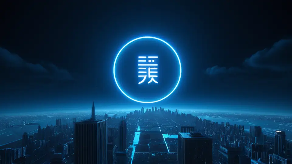 商务示意图，电脑屏幕显示抽象界面，包含进度条、图标和几何形状，无文字，蓝色调，俯视构图，简洁背景