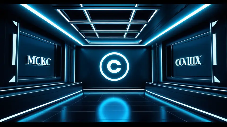 商务示意图，一个虚拟现实界面展示不同地点图标和时钟符号，无文字，用色块表达工作流，淡蓝主色调，中央构图，背景有抽象数据流动效果