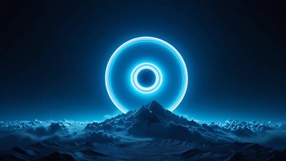 3D渲染，一个由发光数据流和神经网络节点构成的抽象大脑模型，悬浮在深蓝色数字空间中，冷色调，中心构图，充满科技感