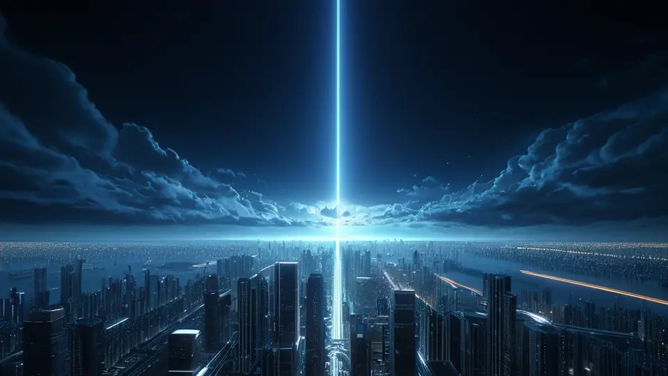 3D渲染，一部智能手机悬浮在空中，屏幕显示一个抽象的流程图，包含“申请”、“审核”、“邮寄”、“激活”四个步骤图标，配色为科技蓝与白色，透视构图