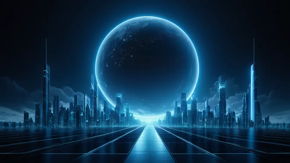 3D渲染，一部智能手机悬浮在数字地图网格上方，手机屏幕发出光束指向地图上的一个虚拟坐标点，科技蓝与深灰配色，中心构图，具有未来感
