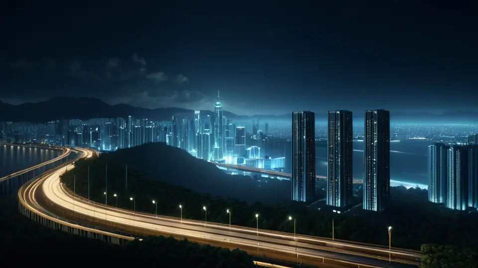 写实摄影，一位商务人士在高铁车厢内使用手机，窗外是流动的城市夜景，暖色调灯光，侧面构图，体现移动出行场景