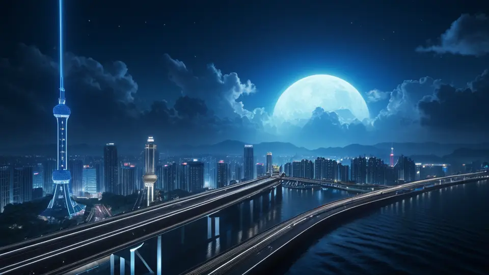 扁平插画，一个中国地图上标注了几个城市，城市之间有虚线连接，表示远程通信，淡蓝色和白色为主色调，居中构图，风格简洁现代