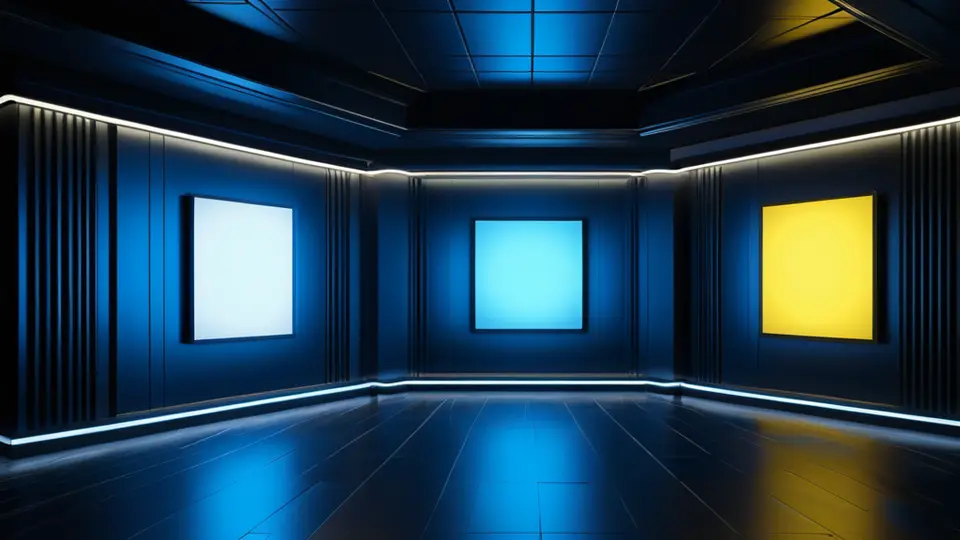 3D渲染，一个透明的玻璃立方体内部悬浮着代码符号、齿轮和版权标志©，象征软件与知识产权的结合，科技蓝与银色为主色调，居中构图，背景简洁