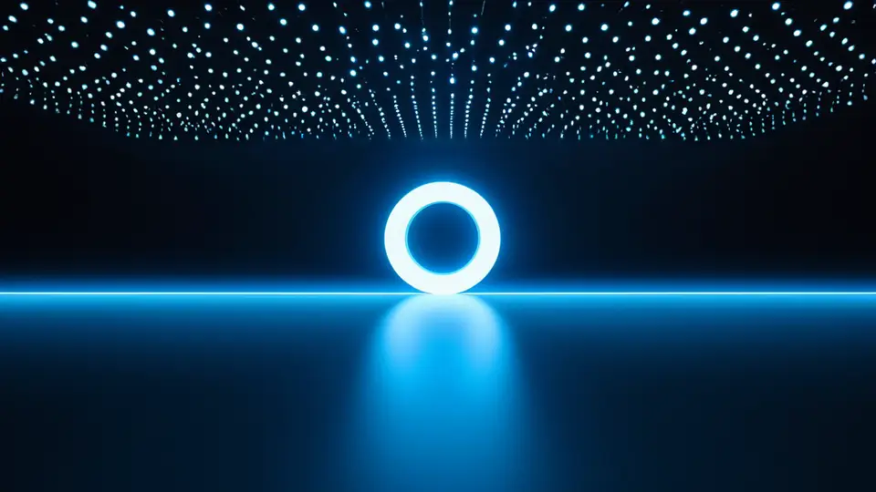 3D渲染，一个流程图图标序列，从“文档”图标到“审核”图标再到“证书”图标，用箭头连接，蓝色与白色为主色调，俯视角度，清晰展示流程步骤，无任何文字标签