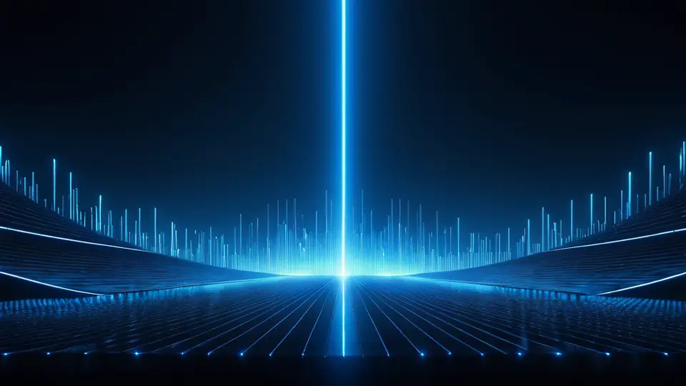 3D渲染，一个抽象的网络节点结构，中心是一个发光的AI大脑图标，周围连接着代表不同功能的模块（如语音气泡、齿轮、数据库），科技蓝与深灰配色，中心构图，背景简洁